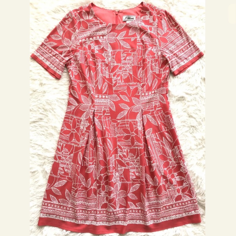 J Howard Coral w/Textured White Floral Print Dress